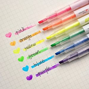 TEMU 6가지 색상 밝은 더블 엔드 하이라이터 세트 - 내구성과 다용도로 사용할 수 있는 마커 드로잉, 색칠 마커 펜 세트 완벽한 학교 가기 선물