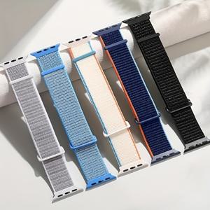 TEMU 애플워치 밴드 호환 5개입 멀티컬러 나일론 투루프 스트랩, 38mm-49mm 사이즈, 남녀공용 통기성 소프트 스포츠 루프 밴드, 조절 가능한 교체용 손목밴드 (iWatch 시리즈 10/9/8/7/6/5/4/3/2/1/SE/Ultra/2 호환)