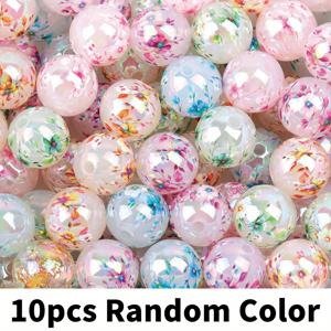 TEMU 10개 16mm 원형 아크릴 비즈 - 화려한 플로럴 프린트, 다양한 색상 DIY 액세서리 제작용 (팔찌, 목걸이, 키체인, 핸드폰 펜던트 & 의류 장식), 수제 열쇠고리, 창의적인 예술가들을 위한 보석 만들기 공예 재료