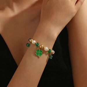 TEMU 1개 성 패트릭 데이 녹색 모자 삼록 요소 행운 팔찌 아일랜드 맥주 축제 참 팔찌 파티 연회 착용 및 친구를 위한 휴일 선물로 적합