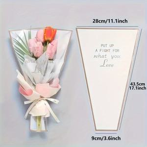 TEMU 10/30개 꿈꾸는 나비 테마 플라스틱 꽃 포장백, 액세서리 미포함 — 우아한 화이트, 레드, 블랙 부케 슬리브, 어버이날, 발렌타인데이, 파티 선물 포장용