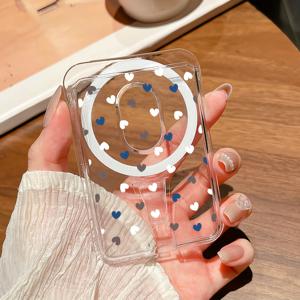 TEMU 아이폰 16/15/14 프로 맥스/프로/플러스, 삼성 갤럭시 S25+/S25/S23 울트라용 하트로브 자석 휴대폰 카드 홀더, UV 프린팅, 4카드 수납 가능, 하트 패턴, 스타일리쉬한 미니멀 디자인, 젊은 남녀를 위한 트렌디한 선물