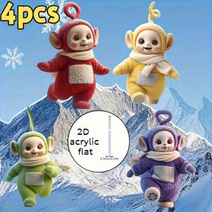 TEMU [2D 플랫] [2D 플랫] 2D 평면, 귀여운 안테나 아크릴 장식품 4개 세트, 2D 아크릴 자동차 장식, 실내 및 정원 장식, 파티 및 휴일 선물 및 장식, 백팩 키체인 참 - 자동차 장식, 2D 평면