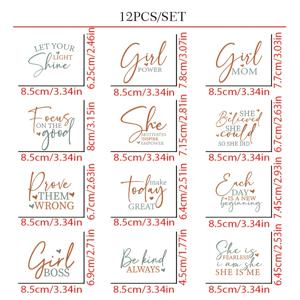 TEMU 12개 여성 역량 강화 비닐 아이론온 스티커, DTF 열전사 데칼, 영감과 긍정적인 명언 DIY 공예 및 장식용