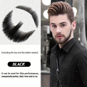 TEMU 풀레이스 수염과 가짜수염 - 핸드메이드 헤어 위그, 할로윈 코스프레 파티용 리얼리스틱 얼굴털 | 무대 공연용, 투명 레이스, 무료 12개 양면 테이프 포함