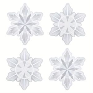 TEMU 4개 세트 육각형 눈꽃 에폭시 수지 주형, 수제 DIY 테마 휴일 음식 - 컬러풀 눈꽃 투명 향초 석고 실리콘 주형, 가구 장식, 수공예품