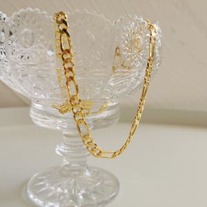 TEMU 힙합 스타일 18K 골드 도금 316 316L 스테인리스 스틸 피가로 체인 목걸이, 남녀공용, 데일리웨어 및 휴가용, 사계절 액세서리