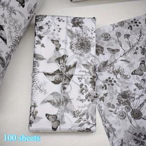 TEMU 30/100장, 흑백 꽃무늬 티슈 페이퍼, 20x14인치, 얇은 종이 라이닝, 선물 포장, 의류 습기 보호, 와인 포장, 선물 상자 충전, 깨지기 쉬운 물품 보호, 휴일 및 파티 장식 선물, 발렌타인데이 선물, 크리스마스 선물에 이상적