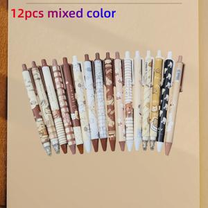 TEMU 12개 귀여운 곰돌이 젤 펜 - 귀여운 동물 테마 디자인, 튼튼한 플라스틱 펜, 학교, 사무실, 미술 용품 및 선물 포장에 적합, 선물 문구 | 귀여운 동물 펜 | 편안한 그립감