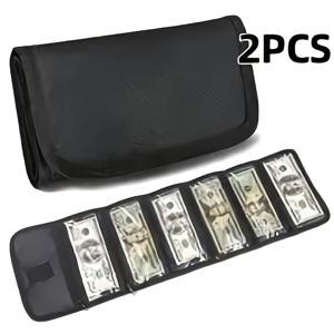 TEMU 남성용 블랙 옥스포드 캐시 조직자 - 여러 지퍼 포켓이 있는 컴팩트 여행 지갑, 지폐, 편지 및 작은 돈 클립, 매일 필수품을 위한 내구성 있는 다용도 디자인, 여행 지갑 조직자, 세련된 액세서리, 튼튼한 구조