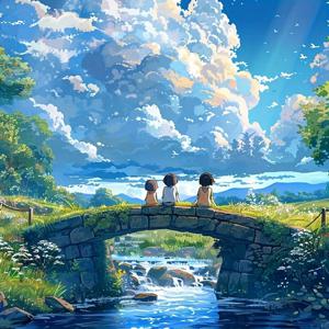 TEMU 세트 풍경 페인팅 키트 - 고요한 시내와 돌다리 장면, 라운드 아크릴 포함, DIY 핸드메이드 캔버스 벽 예술 홈 , 인기 선물 아이디어