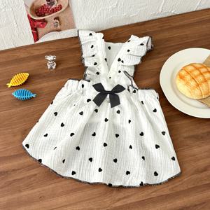 TEMU 귀여운 멀티컬러 하트 패턴 강아지 드레스 (리본 장식) - 생일 및 휴일에 완벽 - 소형, 중형, 대형견 사이즈로 제공