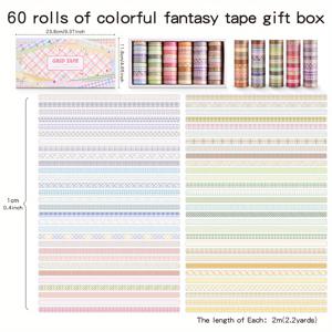 TEMU 60롤 컬러 와시 테이프 선물 세트, 10mm 폭 페이퍼 테이프 - 스크랩북, DIY 아트 & 크래프트, 불릿 저널, 플래너, 정크 저널, 노트북용 액세서리