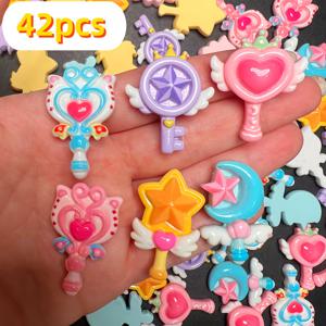 TEMU 15/42개 귀여운 매직완드 DIY 레진 액세서리, 키체인, 펜던트, 크림 글루 공예, 헤어클립, 폰케이스 신발 버클 장식용, 재미있는 디자인 만들기