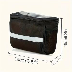 TEMU 대용량 접이식 자전거 앞 바구니 - 튼튼한 투명 포켓, 조절 가능한 핸들바 마운트, 야간 라이딩을 위한 반사 안전 스트립, 스마트폰 및 출퇴근 호환 - 도시, 캠퍼스용 자전거 랙 부착