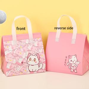 TEMU 40개 선물용 가방, 만화 패턴 핸드백, 두꺼운 보온 가방, 테이크아웃 포장용 봉투, 부직포 자체 접착식 밀봉백, 튼튼한 손잡이가 있는 다용도 선물용 가방, 보온백, 냉장 보관용 가방