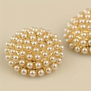 TEMU 진주 모양의 원형 메탈 버튼 5개 세트, 골드 핸들 포함, 코트 장식, 뜨개질 용품, 재봉 단추, 패션 추가 등에 적합