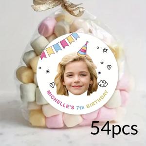 TEMU 생일 스티커 B1 스타일 A-54-540 맞춤 사진 및 텍스트 생일 스티커, 개인 맞춤 라벨 스티커, 맞춤 제작 감사 스티커, 원형 스티커, 파티 스티커, 다용도, 컵 스티커, 봉투, 생일 선물