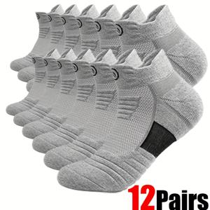 TEMU 봄, 가을용 신상 통기성 땀 흡수 양말 12켤레 세트. 블랙, 화이트, 그레이 등 단색으로 간편하고 활용도 높은 디자인. 부드럽고 편안하며 남녀 모두에게 적합한 짧은 스타일, 땀 방지 기능.