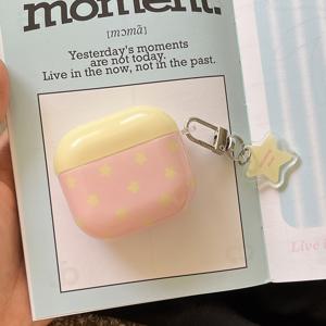 TEMU 핑크 스타 옐로우 커버 + 펜던트 이어폰 케이스 - 애플 에어팟 프로 2/프로/4/3/2용, 세련된 여성용 이어폰 케이스, 이어버드 보관 케이스, 스크래치 방지 액세서리