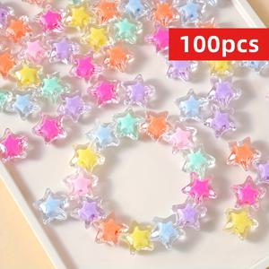 TEMU 100개 파스텔 & 생동감 넘치는 컬러 - 투명 무광 마감, DIY 주얼리 만들기용, 팔찌, 키체인, 헤어핀, 스크랩북킹 - 목걸이 참 장식 및 액세서리 제작, 핸드메이드 소품, 별 모양 참, 가벼운 재질, 스타, 공예 애호가, 키체인 액세서리, 포인트, 내구성 있는 크래프트, 창의적인 아티스트를 위한 별 모양 참