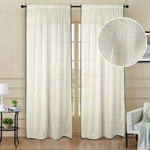 TEMU 2개 검정색 레이스 가장자리 흰색 보일 커튼, 레트로 단색 커튼, 주방 거실 서재 발코니 장식에 적합