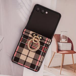 TEMU 휴대폰 케이스 - 고급스러운 투톤 합성 인조 가죽 케이스, 인조 장식 링 버클 장식, 삼성 갤럭시 Z 플립 시리즈 (7, 7 FE, 6, 5, 4, 3 5G 모델 포함)용으로 디자인됨