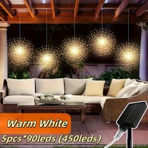 TEMU [4/5개입] 태양광 밝기 조절 행잉 불꽃놀이 스트링, 8가지 모드 스파클링, 정원 결혼식 크리스마스 파티에 적합, 다양한 장면에 적합, 크리스마스 장식 신상 아이템. (11개 축제에 적합)