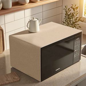 TEMU 1개 카키색 및 그린 프린트 전자레인지 커버, 보관 사이드 포켓 포함 - 13×36인치 (33×92cm) 폴리에스터 먼지 방지 커버, 오븐, 냉장고, 캐비닛 및 소형 세탁기에 적합 - 홈 아이템