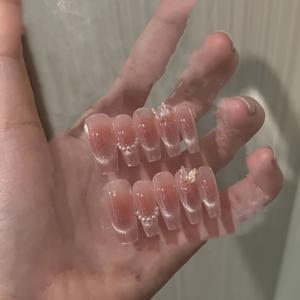 TEMU 10개입 긴 발레 스타일 고양이 눈 그라데이션 인조 네일, 3D 나비 및 진주 장식, 광선으로 바로 붙는 착용형 네일 세트, 네일 살롱을 위한 최고의 네일 팁, 여성 및 네일 장식에 적합, 파일 및 접착제 포함