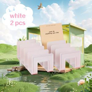 TEMU 4단 북엔드 2개 세트, 스타일 탁상용 정리함, 칸막이가 있는 북클립, 고정식 책꽂이, 그림책용 이동식 책상 액세서리, 사무용품, 스타일리시한 독서대, 도매