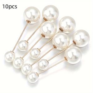 TEMU 10개 묶음 모조 진주 브로치 핀, 바지 허리 조절용으로 디자인됨. 이 작은 핀은 의류를 고정하고 노출을 방지하여 스커트 및 바지에 적합합니다.