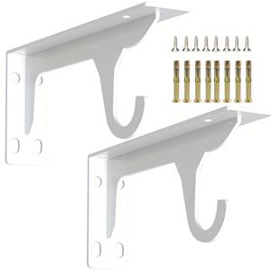 TEMU 헤비듀티 금속 브래킷 - 후크 포함, 간편 설치를 위한 사전 구멍 뚫림, 공간 절약형 코너 브라켓 (2개 세트), 옷장·차고·주방·욕실용 견고한 구조, 슬림 디자인, 신뢰할 수 있는 하드웨어, 소공간 생활에 적합