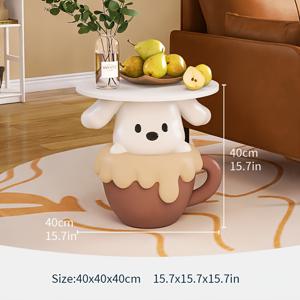 TEMU 1개 레진 대형 바닥 스탠딩 티컵 강아지 조각상, 사이드 테이블, 침대 옆 테이블, 거실 TV 캐비닛 및 홈 데코용 장식품