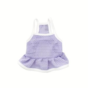 TEMU 반려동물 원피스, 메쉬 통기성 시원한 썬드레스, 고양이와 강아지를 위한 단색 심플 드레스