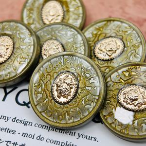 TEMU 25mm 크기의 녹색 빈티지 장미 모양 금속 버튼 6개 세트, 타원형, 금속 재질, 레트로 디자인, 뜨개질 및 재봉 프로젝트에 적합, 의류, 가방, 섬유 및 다양한 홈 데코 아이템에 사용하기에 완벽
