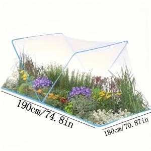 TEMU 정원 커버 네트, PET 식물 보호 텐트, 0.5mm/0.02인치 메쉬 사이즈, 섬유봉 포함, 접이식 및 휘어지는 디자인으로 쉬운 설치 및 보관, 실내외 식물에 적합 - 정원 커버 네트 | 접이식 식물 텐트 | 내구성 있는 플라스틱 네트 | 식물 정원 네트 | 정원 식물 커버