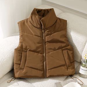 TEMU 가을/겨울 여성용 루즈핏 패딩 조끼 코트 (지퍼 & 드로스트링)