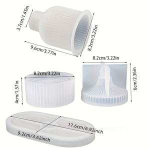 TEMU 4pcs 세트 DIY 클레이 몰드 레진 실리콘 몰드, 라운드 보관함 & 오벌 트레이 화분 석고 시멘트 몰드 - 뚜껑 및 트레이 포함 - 에폭시 레진, 시멘트 공예, 다육이 화분, 캔들 홀더용 - 창의적인 홈 데코 선물, 공예 애호가를 위한 완벽한 선택