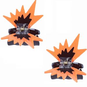 TEMU 스타일 나비 머리핀 2개 - 블랙과 오렌지 스플라이스 날개 디자인, 중간 크기 경량 머리핀, 할로윈, 캐주얼 및 격식 있는 행사에 적합, 나비 헤어 액세서리, 휴일 스타일링, 재미있는 디자인, 수공예 디테일, 독특한 아이템, 파티 스타일링