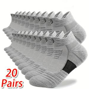 TEMU NCDATE 통기성 땀 흡수 발목 양말 20켤레 - 부드럽고 가벼운 남녀공용 스포츠 캐주얼 양말, 기하학적 쿠션 디자인, 다양한 색상으로 남녀 공용, 편안한 데일리 착용, 스타일리시한 발목 양말
