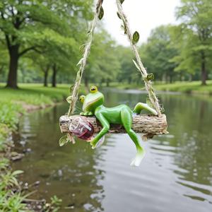 TEMU 여우치기 달린 개구리 장식 정원 장식품