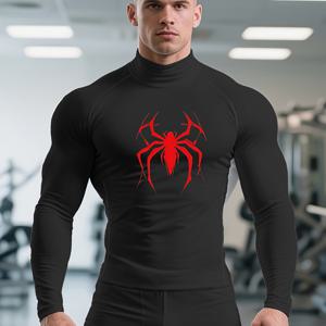 TEMU 남성용 고탄력 퍼포먼스 압박 셔츠 - 레드 로고 & 볼드한 레드 근육 그래픽 - 발수성 근육 지원 체육복, 파워리프팅, 크로스핏, 보디빌딩용 - 타이트핏 스트렝스 트레이닝 의상