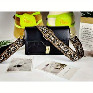 TEMU 봄/여름 스타일 1개 3.8cm/1.5인치 폭 자카드 숄더 스트랩, 금속 도금 하드웨어 버클, 회전 가능, 조절 가능, 탈착식 숄더 스트랩 (숄더 스트랩만), 크로스바디 백 숄더 스트랩용 | 교체용 가방 스트랩, DIY 지갑 만들기