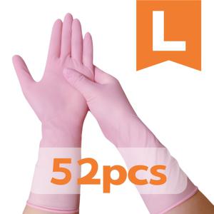 TEMU 12인치 핑크 니트릴 장갑 52개입, 확장형 설거지 장갑, 가정 청소, 욕실 청소 및 주방 작업에 필수, 재사용 가능, 완벽한 휴일 선물