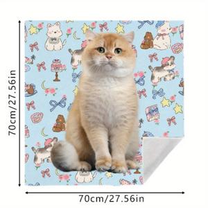 TEMU 1개, [셀프 접착식 매직 랩 천] 블루 시리즈 만화 강아지 프린트 특대형 탈출 방지 및 스크래치 방지 고양이 랩 천, 세탁 가능하고 내구성 있는 고양이 침대 담요, 장난기 많은 고양이를 위한 그루밍 및 진정용 수건, 범용 여행용 정리 천, 카메라 및 컴퓨터 보호용 랩 천