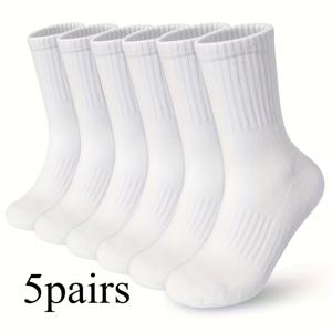 TEMU 여성용 피트니스 양말 5켤레, 경량 폴리에스터 소재 요가 하이킹 아치 서포트 발레 바레 양말, 캐주얼 하이카프 양말