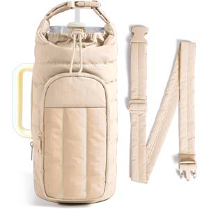TEMU 1개 물병 홀더 가방 (스트랩 포함), 40/32 Oz 물병에 적합, 짐용 크로스바디 백 디자인, 여성용 슬링 지갑으로 이상적, 야외 스포츠에 적합, 조절 가능한 스트랩 포함, 휴대폰 포켓 포함