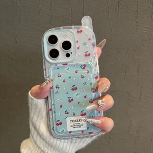 TEMU 폰 케이스: 체리 빅 브라더 카드 홀더 폰 케이스, 아이폰 17/16/15/14/13/12/11 Pro Max/Plus/X/8/7 등 여러 모델에 적합, 인기 있는 생일 선물 및 비즈니스 선물, 내구성 강함, 얼룩 방지, 지문 방지, 남녀공용 신상품 폰 케이스~ 빅 브라더 카드 홀더 - 투명 - 체리 하트 1206WC