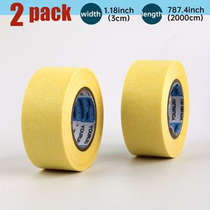TEMU 노란색 마스킹 테이프, 폭 3cm x 길이 20미터, 잔여물 없는 강력 접착력, 내열성, 자동차 페인팅, 집 개조, 턱받이 정리, 미술 페인팅, 프레임 제작, 공예를 위해 특별히 설계됨